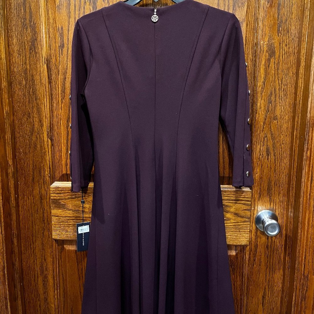 Tommy Hilfiger Fit n Flare Plum Dress, Size 6, NWT - Picture 2 of 6